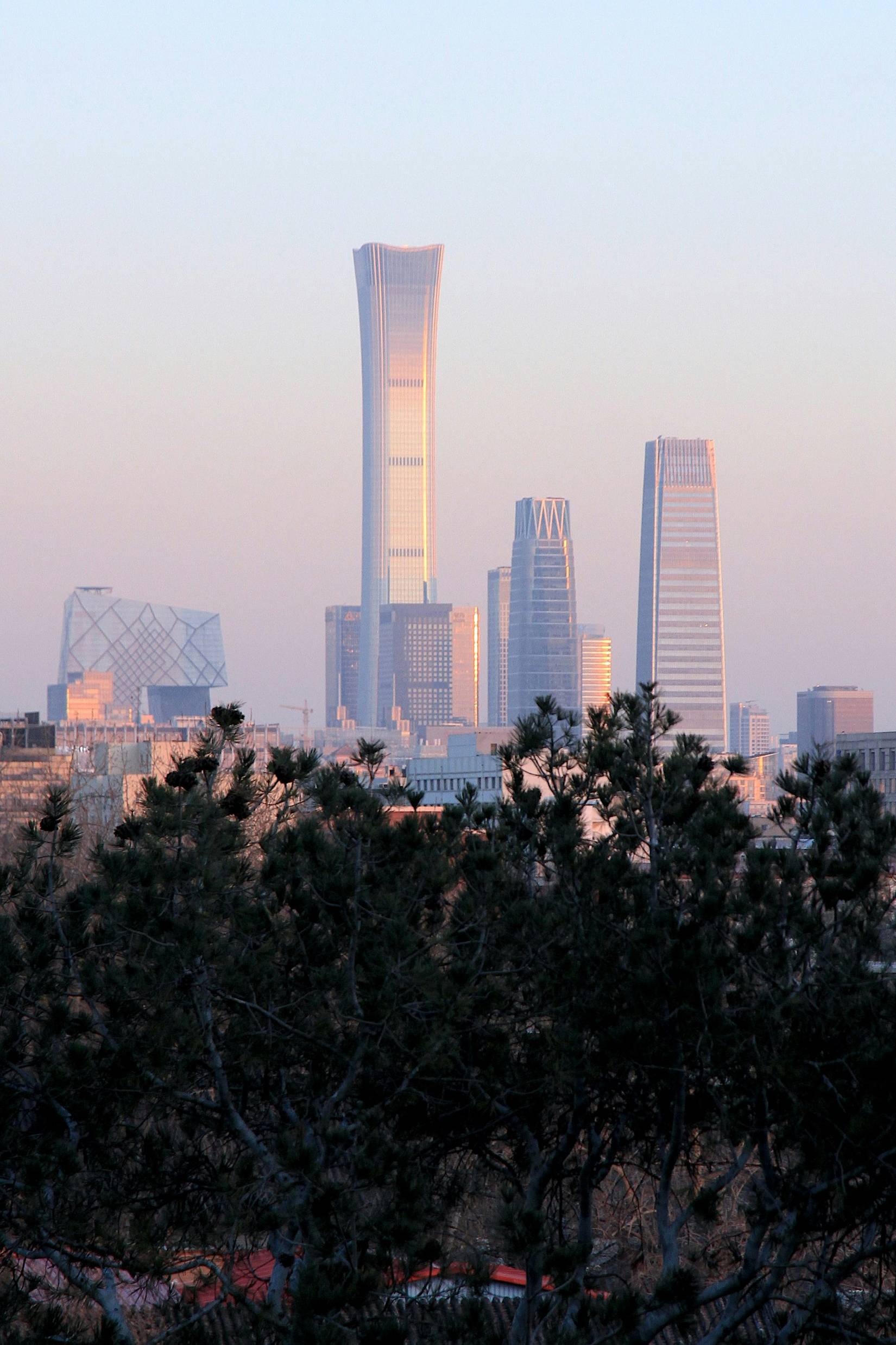 a view of a city with tall buildings